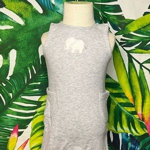 EUC Carter’s 9M Unisex Neutral Grey White Fuzzy Elephant Sleeveless Jumper